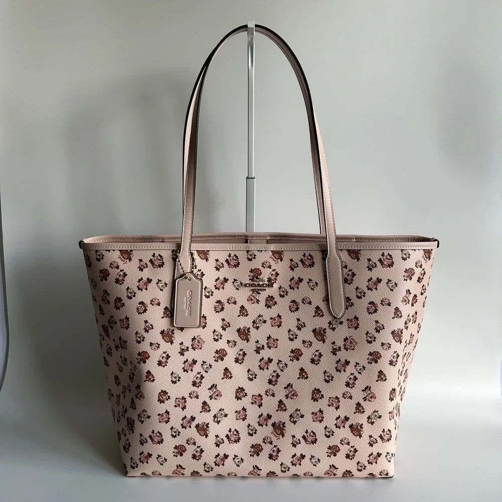Coach City Tote Rose Print Blush Multi‎ Crossgrain Leather Bag NEW CY682
